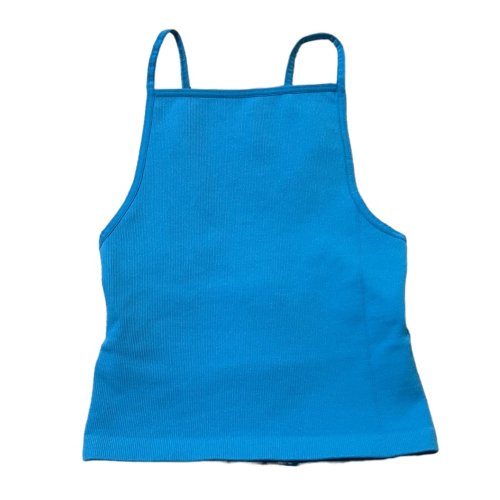 Free People Movement Tighten Up Keyhole Long Tank Top Blue NWOT